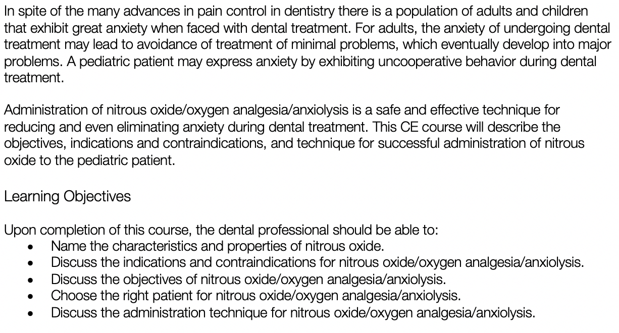 Effective Nitrous Oxide/Oxygen Administration for Children