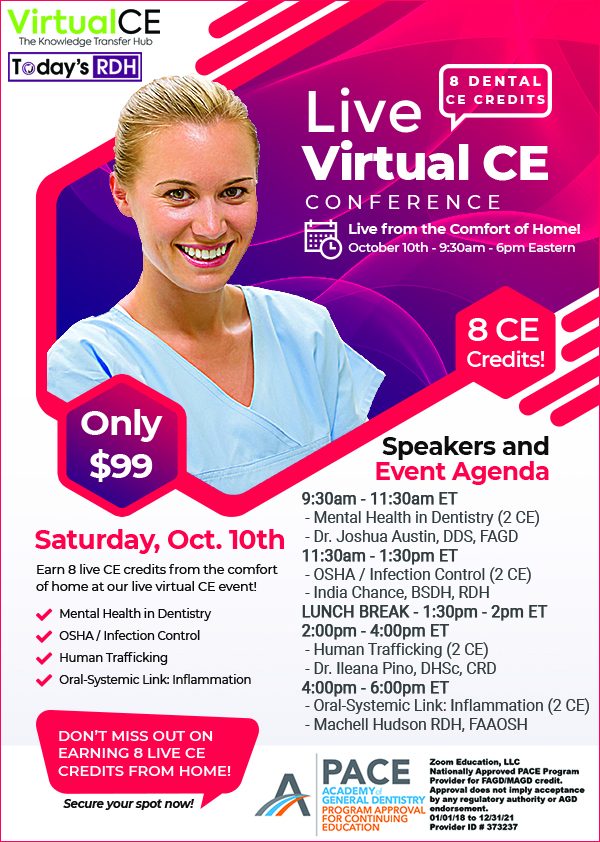 LiveStreaming Virtual CE Event for Dental Professionals October 10, 2020